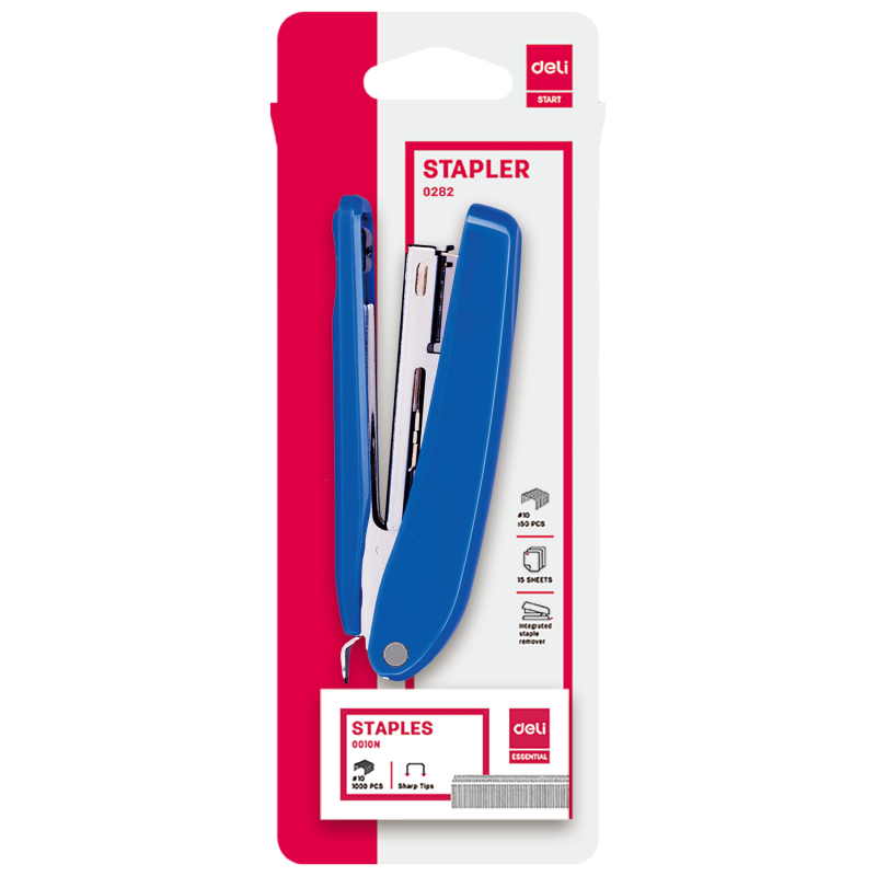 Agrafeuse de bureau Deli E0282 de It Delta Com, durable et polyvalente, idéale pour un agrafage jusqu'à 15 feuilles.