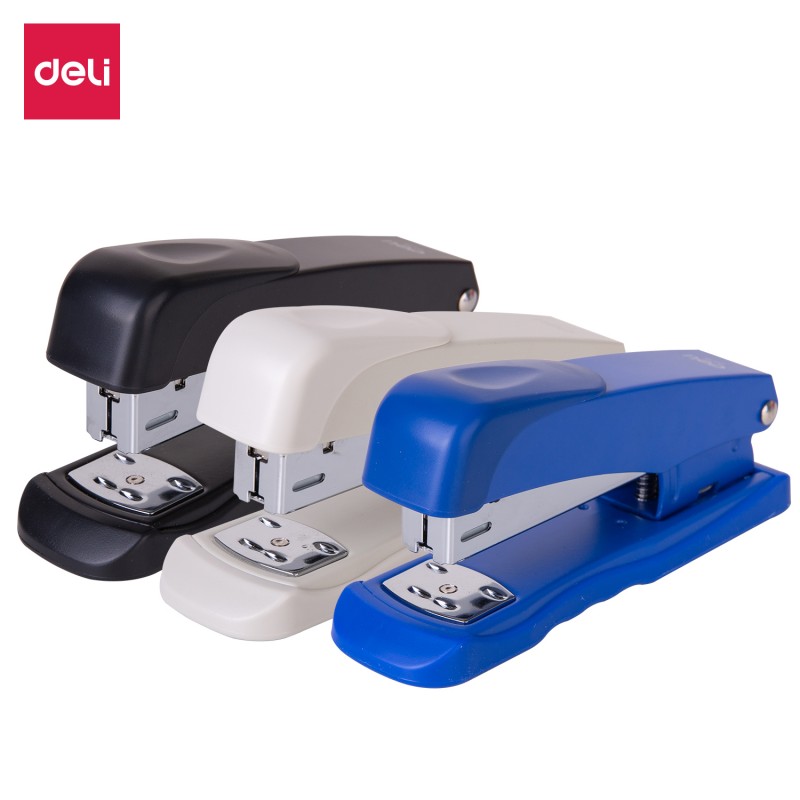 Agrafeuse de bureau Deli E0316 de It Delta Com, compacte et efficace, capable d'agrafer jusqu'à 25 feuilles.