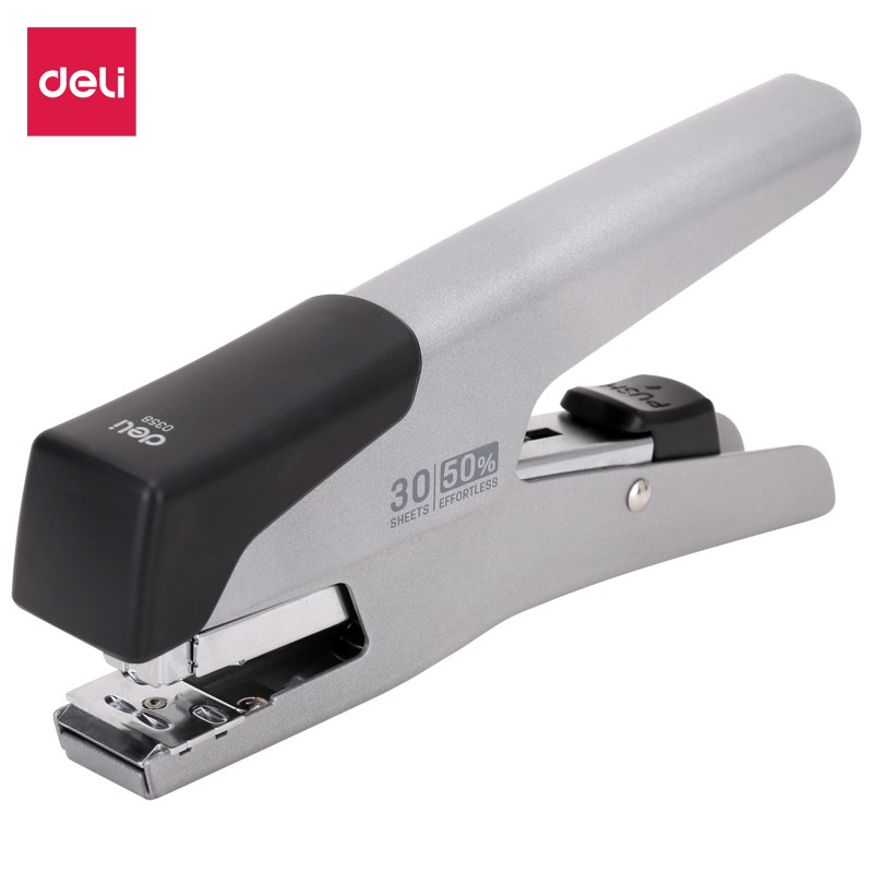 Agrafeuse pince Deli E0358 AR de It Delta Com, durable et efficace, conçue pour un agrafage rapide de jusqu'à 25 feuilles.