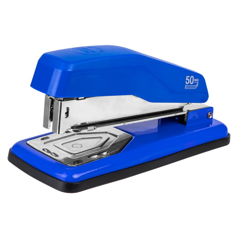 Agrafeuse rotative E0414S BL de It Delta Com, polyvalente et maniable, disponible en plusieurs couleurs, idéale pour un agrafage précis sous différents angles jusqu'à 20 feuilles.