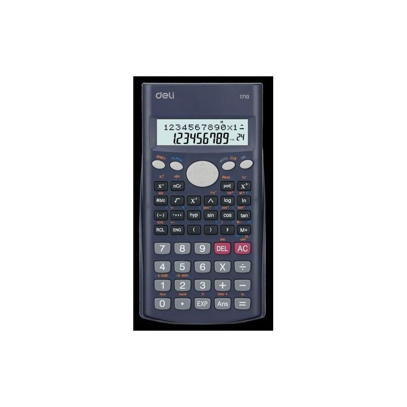 Calculatrice scientifique Deli E1710 BL F, blanche, conçue pour répondre aux besoins des étudiants et professionnels dans les domaines scientifiques et techniques.
