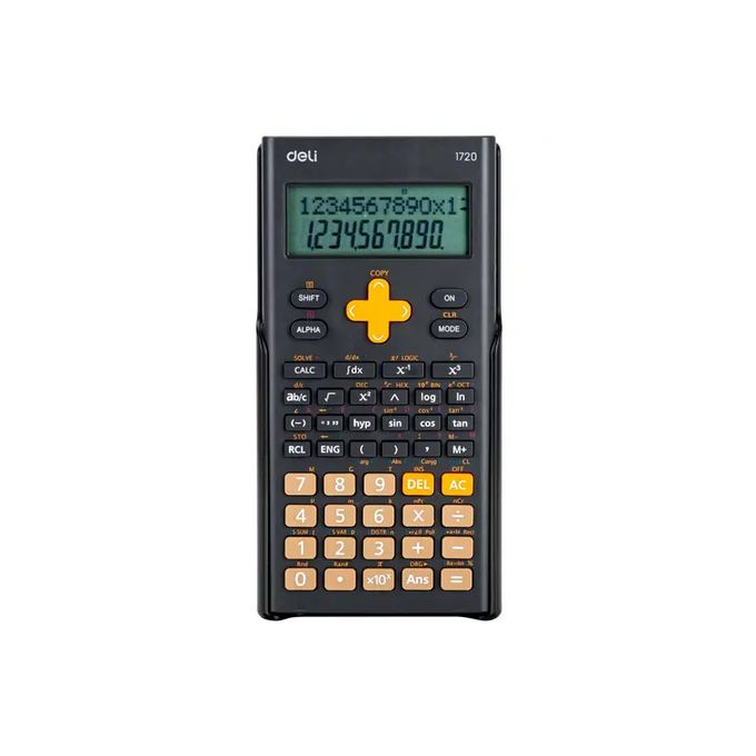 Calculatrice scientifique Deli E1720, conçue pour offrir des fonctionnalités étendues pour des calculs mathématiques, scientifiques et techniques complexes.