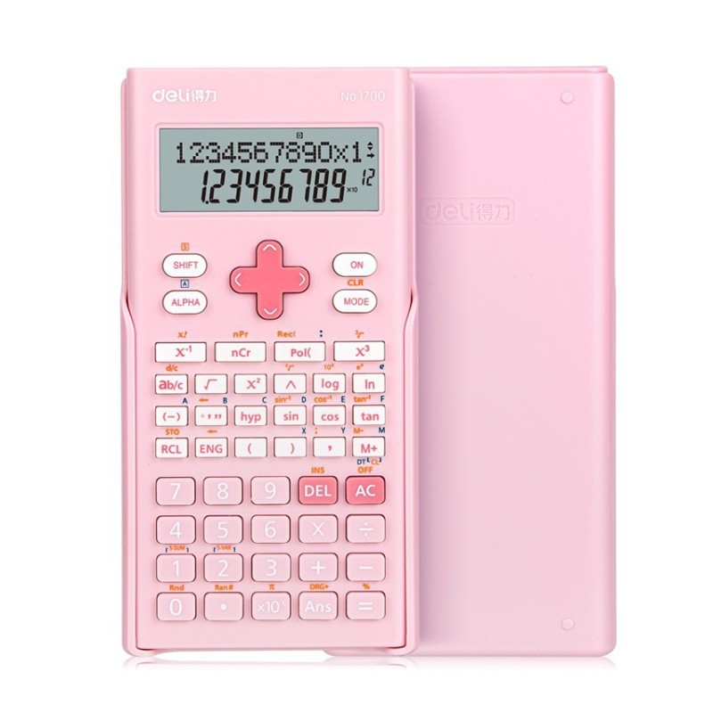 Calculatrice scientifique Deli E1725 en rose, disponible chez It Delta Com, parfaite pour étudiants et professionnels cherchant style et fonctionnalité.