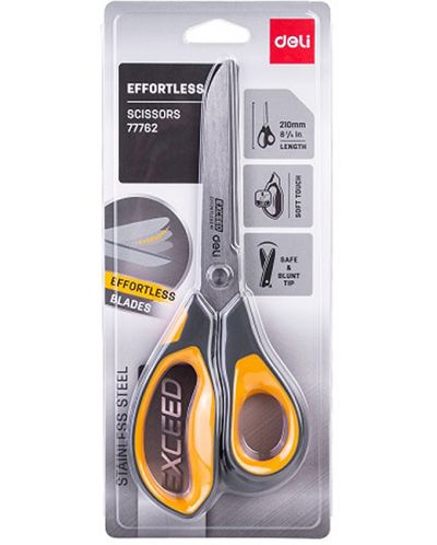 Ciseaux de bureau Deli E77762-J, 21 cm, disponibles chez It Delta Com. Parfaits pour une découpe efficace et confortable.