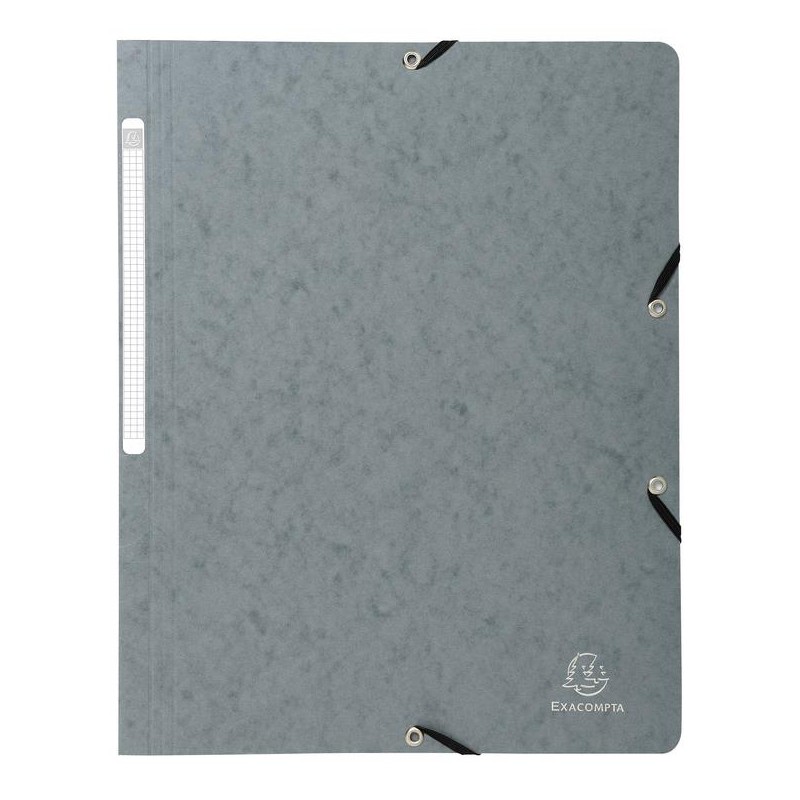 Chemise à élastiques robuste sans rabats Exacompta en carton 400g/m², format 24 x 32 cm. Solution professionnelle grise alliant simplicité d'utilisation et protection maximale.