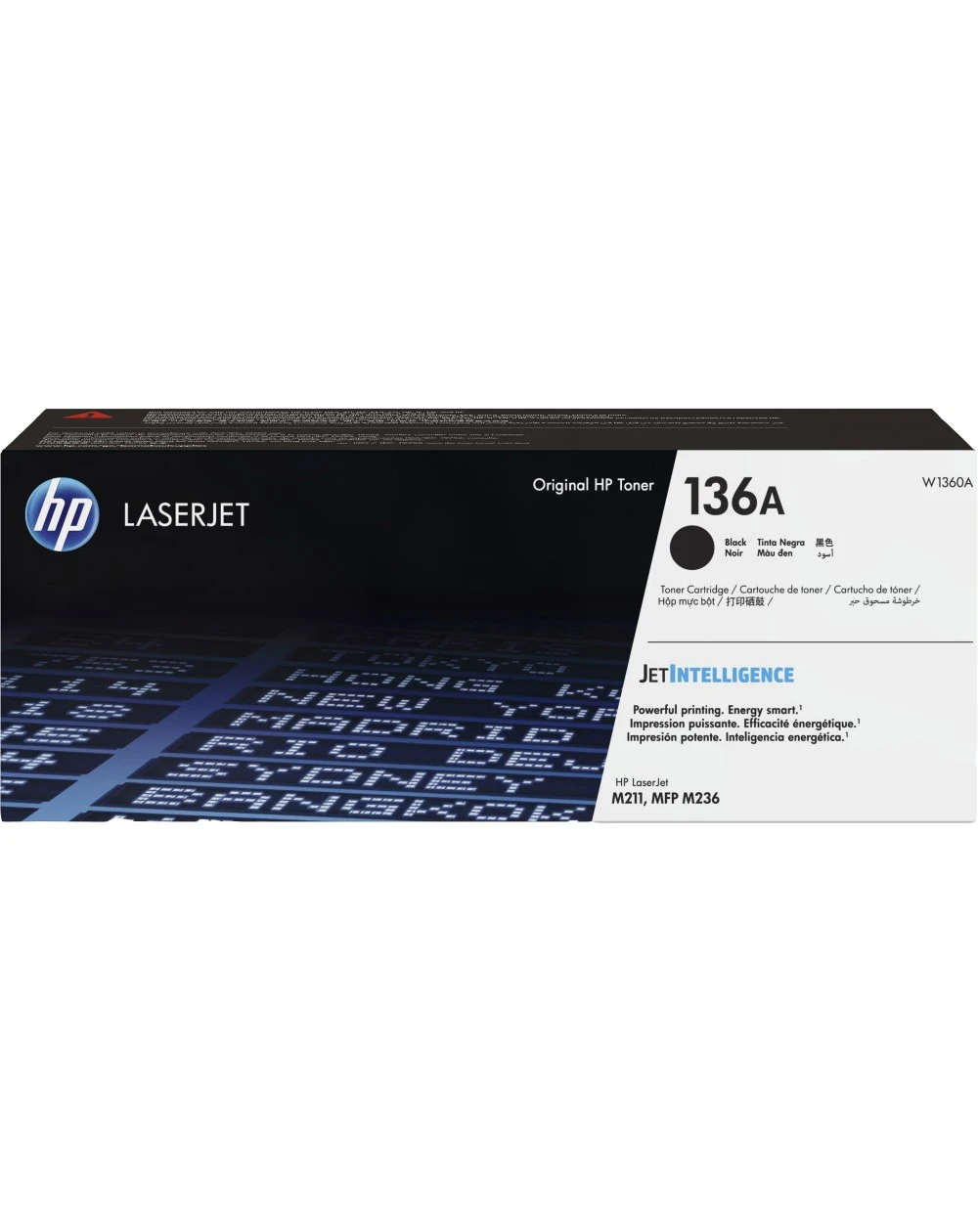 La cartouche de toner noir HP 136A LaserJet (W1360A) est conçue pour les imprimantes HP LaserJet, offrant une impression nette et professionnelle avec un rendement de 1 200 pages.