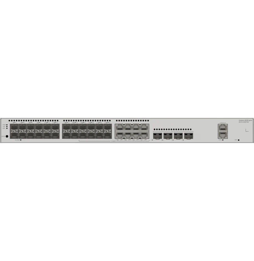 Le Huawei S310-24ST4X est un switch administrable Layer 2+ de 24 ports avec 4 ports SFP supplémentaires, offrant performance, fiabilité et gestion avancée, idéal pour les réseaux PME et professionnels.
