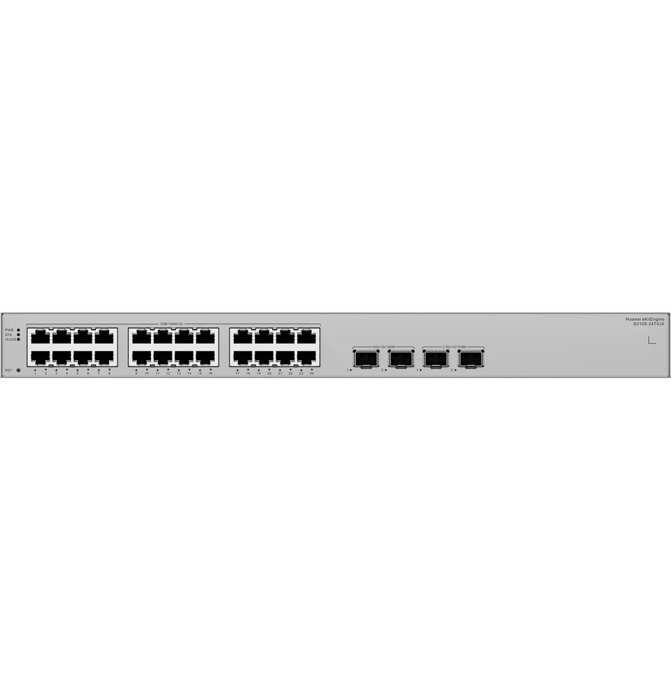 Le Huawei S310S-24T4JX est un switch administrable Layer 2+ de 24 ports, conçu pour offrir performance, fiabilité et faible consommation, idéal pour les petites et moyennes entreprises.