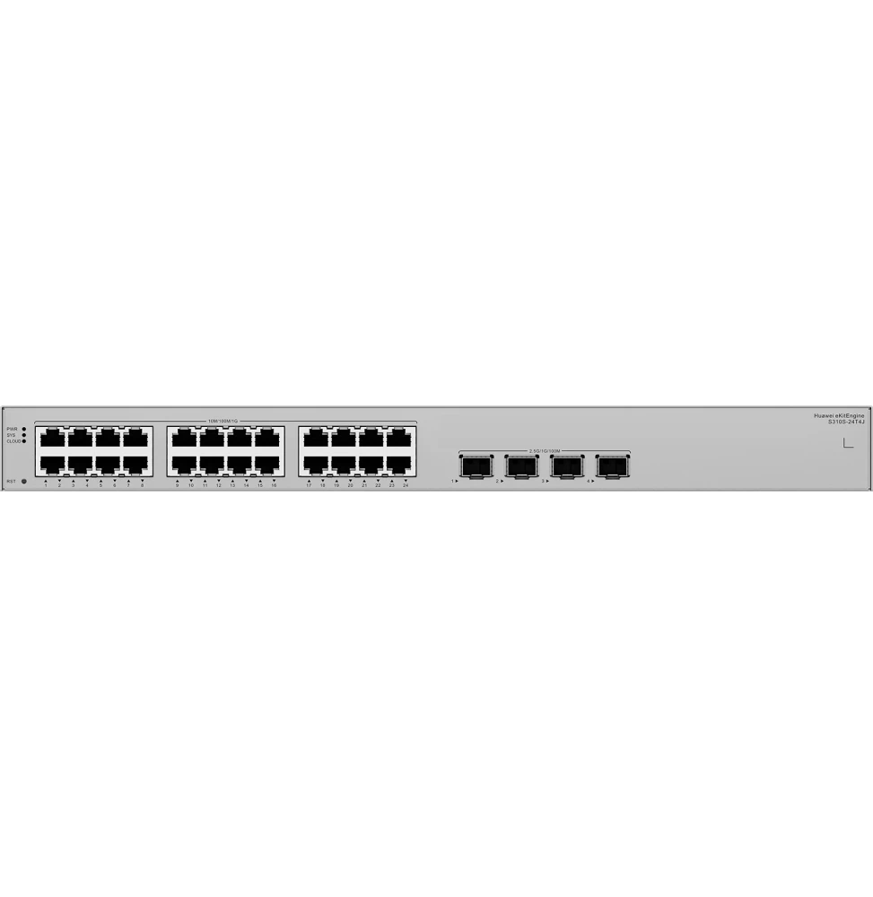 Le Huawei S310S-24T4J est un switch administrable Layer 2+ de 24 ports, conçu pour les réseaux professionnels compacts, offrant fiabilité, faible consommation et fonctionnement silencieux.