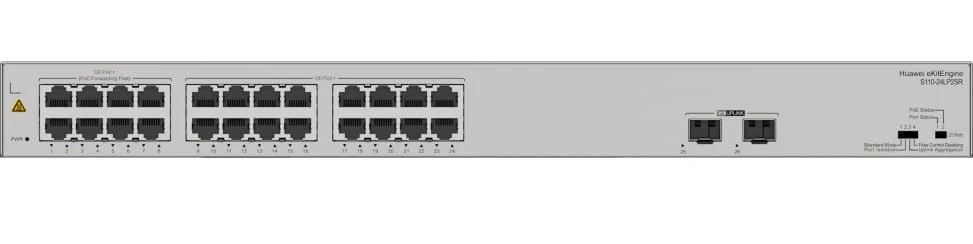 Le Huawei S110-24LP2SR est un switch administrable Layer 2+ 24 ports PoE+, avec 2 ports SFP Gigabit, idéal pour PME, permettant connectivité rapide et alimentation PoE intégrée pour caméras, points d’accès et téléphones IP.