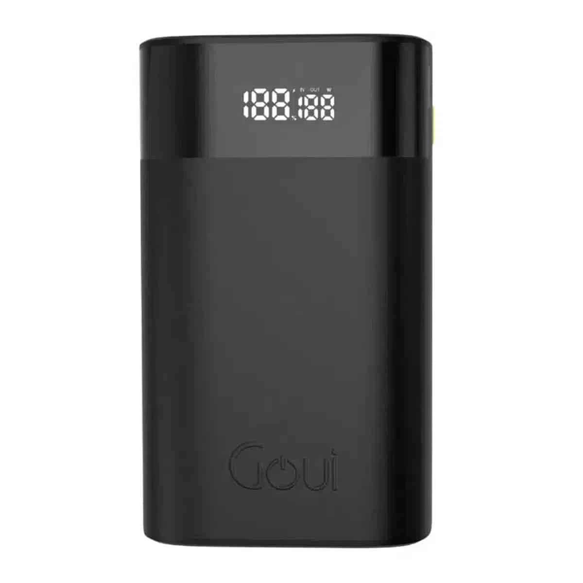 Batterie externe Goui P20 Premium 20 000 mAh – Ultra-puissante avec charge rapide jusqu’à 65 W, compatible smartphones, tablettes et ordinateurs portables. Compacte, solide et sécurisée.