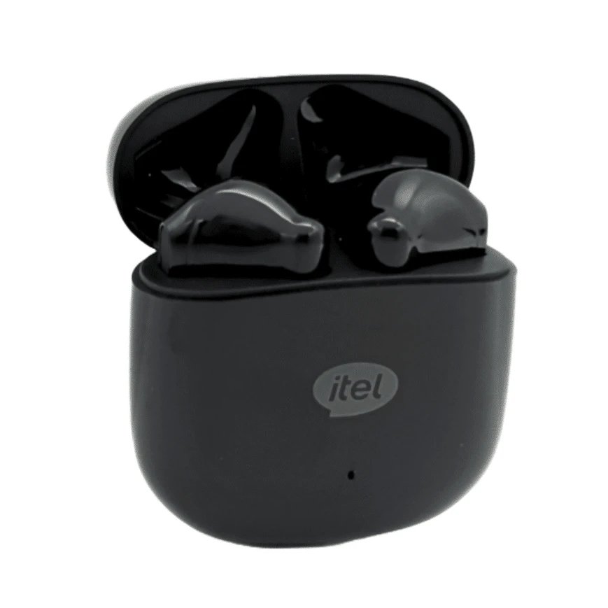 Les écouteurs Bluetooth itel S10 Sahara Edition noire offrent jusqu’à 5 heures d’autonomie, une portée sans fil de 10 m, un design semi-intra-auriculaire confortable, un assistant vocal intégré et une recharge rapide via USB Type-C.