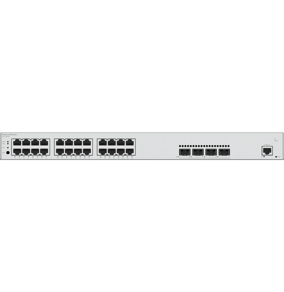 Le Switch Huawei S310-24P4X est un switch administrable Layer 2+ avec 28 ports, dont 24 ports Ethernet PoE+ et 4 ports SFP+ 10GE, idéal pour les réseaux professionnels nécessitant performance, flexibilité et gestion centralisée.