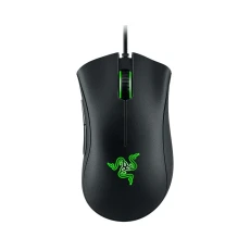 Razer DeathAdder Essential – Souris gaming filaire ergonomique avec capteur optique 6400 DPI, 5 boutons programmables et rétroéclairage vert.