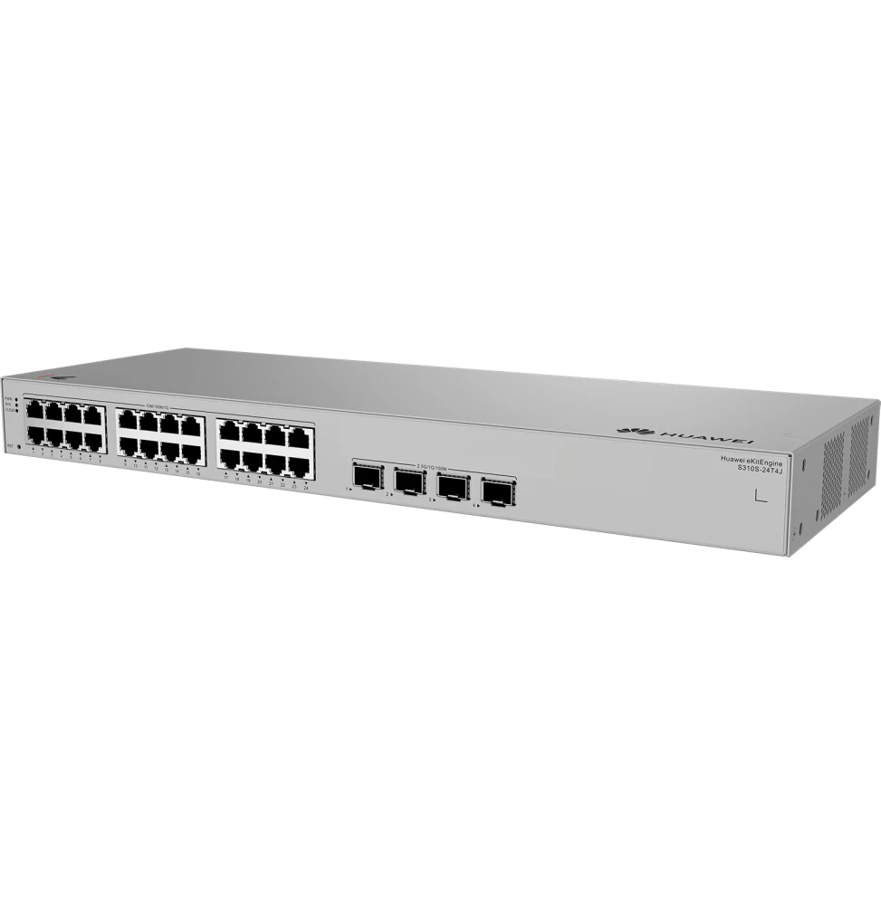 Le Huawei S310S-24T4J est un switch administrable Layer 2+ de 24 ports, conçu pour les réseaux professionnels compacts, offrant fiabilité, faible consommation et fonctionnement silencieux.