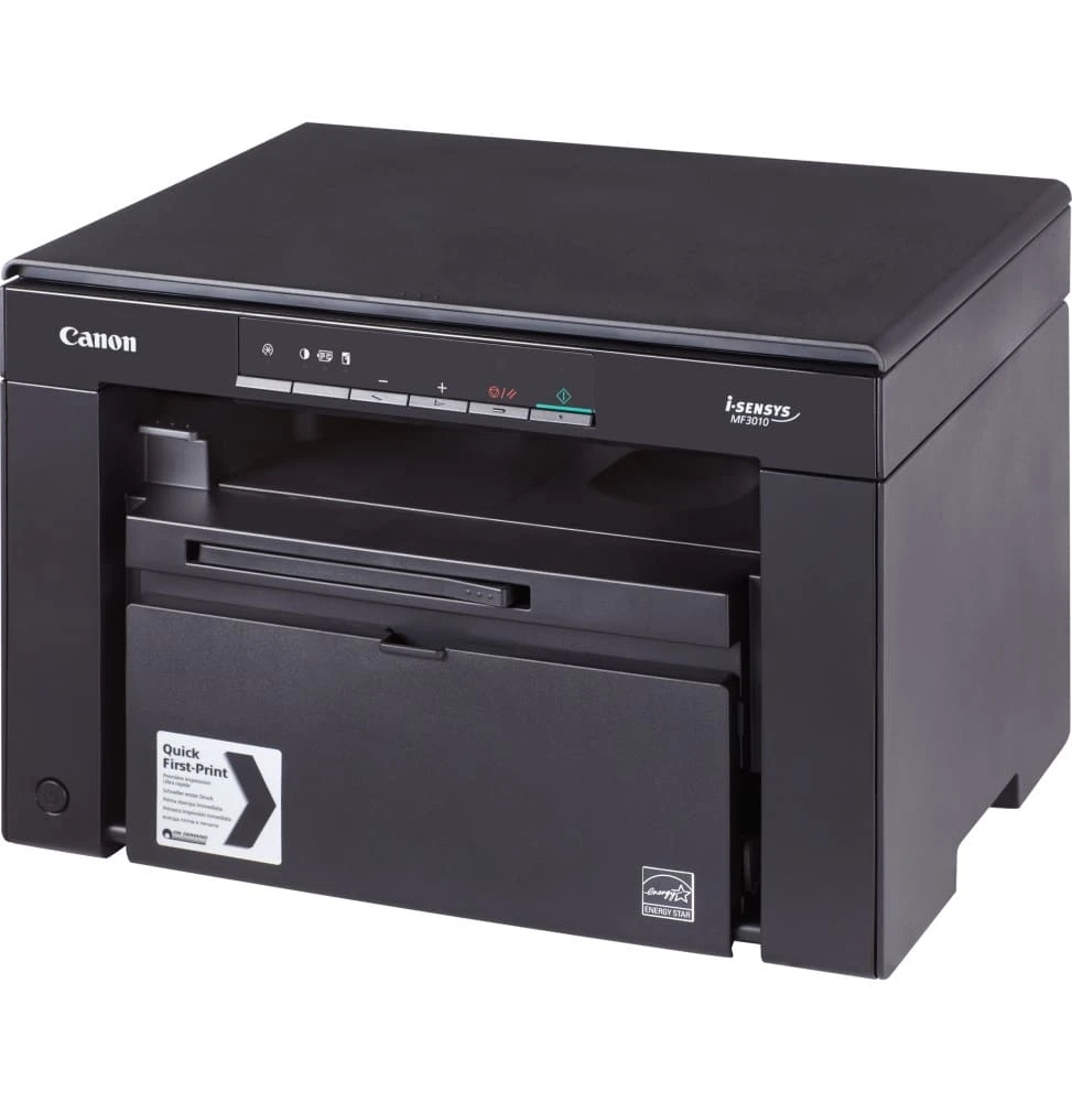 Imprimante multifonction laser monochrome Canon i-SENSYS MF3010, compacte et fiable, idéale pour l’impression, la copie et la numérisation au bureau ou à domicile. Livrée avec 2 toners 725 inclus.