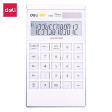 Calculatrice de bureau Deli EM01211 en blanc, élégante et fonctionnelle, disponible chez It Delta Com, parfaite pour une utilisation professionnelle et personnelle.