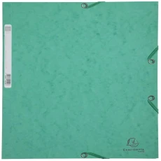 Chemise à élastiques trois rabats Exacompta en carte lustrée 400g/m² format 24x32 cm, pour un classement professionnel renforcé. Coloris vert dynamique.