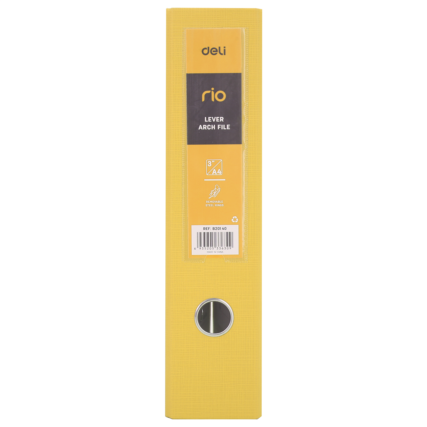 Classeur Deli EB20150 jaune, durable et vibrant, disponible chez It Delta Com. Idéal pour une organisation colorée et efficace de vos documents.