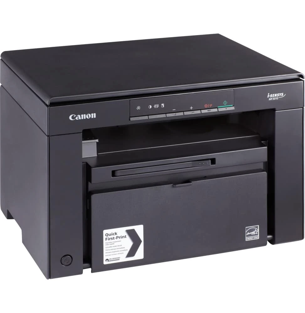 Imprimante multifonction laser monochrome Canon i-SENSYS MF3010, compacte et fiable, idéale pour l’impression, la copie et la numérisation au bureau ou à domicile. Livrée avec 2 toners 725 inclus.
