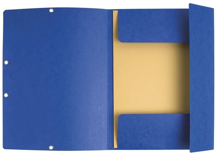 Chemise à élastiques trois rabats Exacompta en carte lustrée 400g/m² format 24x32 cm, pour un classement professionnel renforcé. Coloris bleu professionnel.
