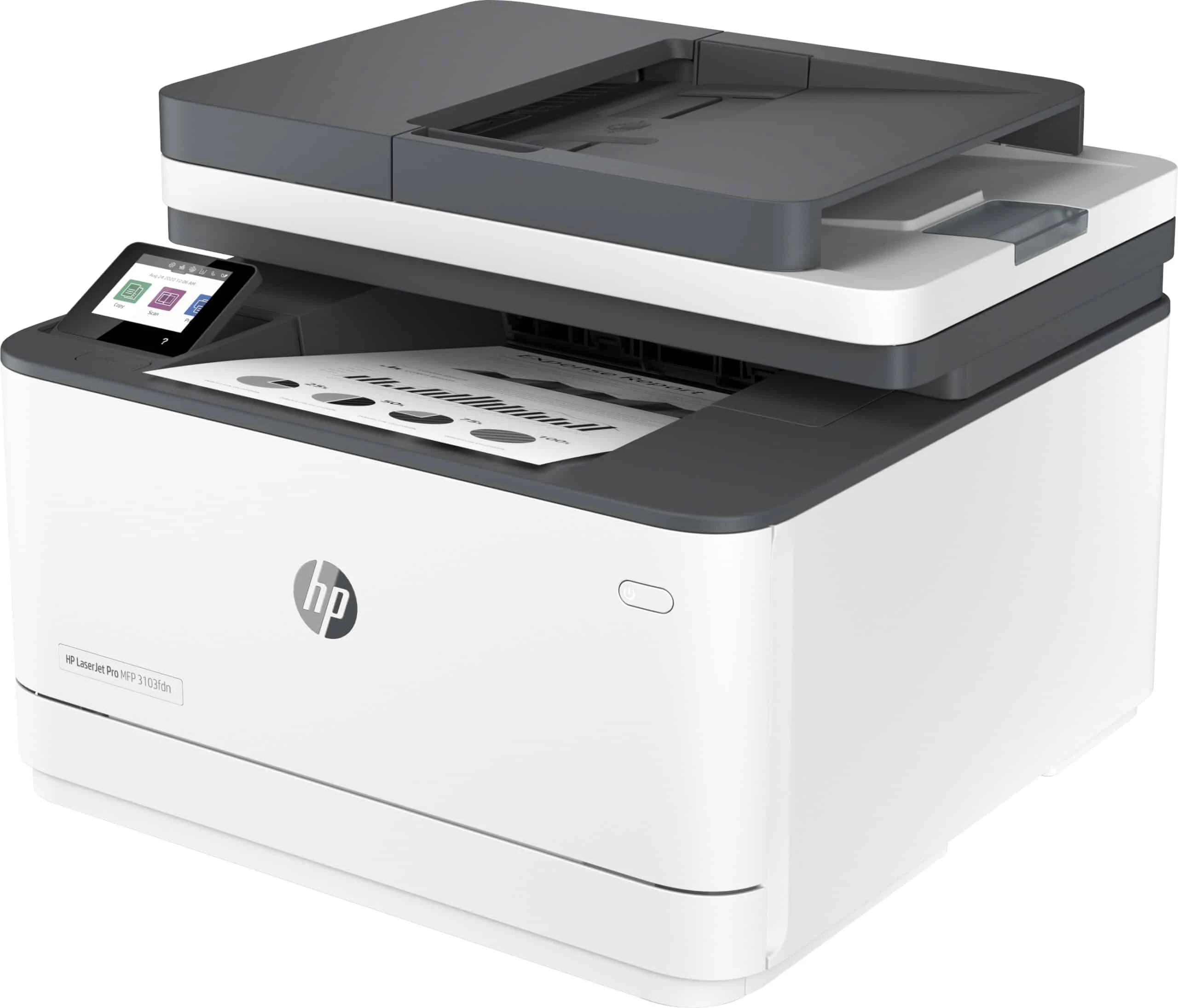 L'Imprimante Multifonction Laser Monochrome HP LaserJet Pro 3103fdn est une solution tout-en-un performante, offrant des fonctions d'impression, copie, scan et fax. Avec une vitesse d'impression de 33 ppm en noir et une résolution de 1200 x 1200 ppp, elle est idéale pour les petits bureaux et les environnements professionnels exigeants.