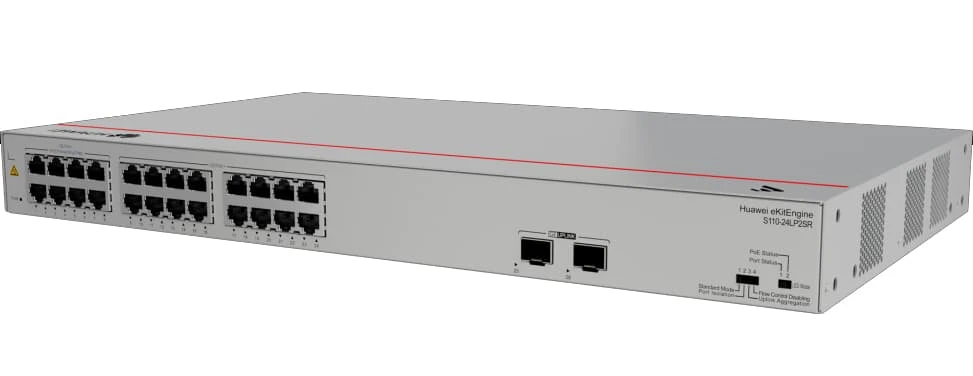 Le Huawei S110-24LP2SR est un switch administrable Layer 2+ 24 ports PoE+, avec 2 ports SFP Gigabit, idéal pour PME, permettant connectivité rapide et alimentation PoE intégrée pour caméras, points d’accès et téléphones IP.