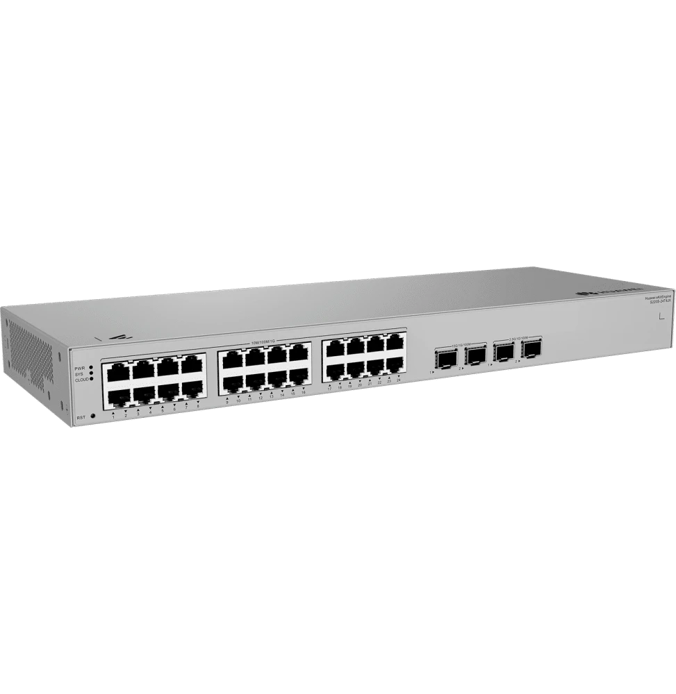 Le Huawei S220S-24T4JX est un switch administrable Layer 2+ silencieux de 24 ports, avec 2 ports 10GE SFP+ et 2 ports 2.5GE SFP, idéal pour PME, écoles et hôtels nécessitant bande passante élevée et gestion simplifiée.
