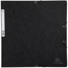 Chemise à élastiques trois rabats Exacompta en carte lustrée 400g/m² format 24x32 cm, pour un classement professionnel renforcé. Coloris noir élégant.